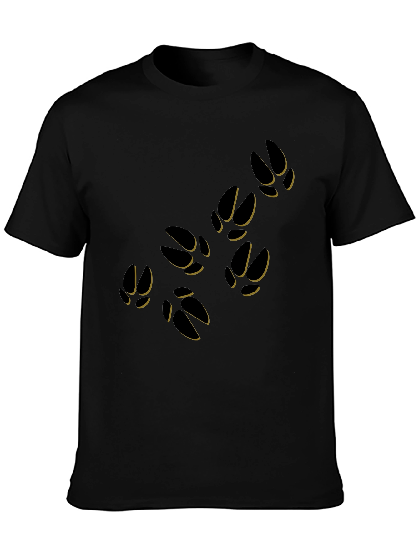 Black T-Shirt with Animal Paw Print Design