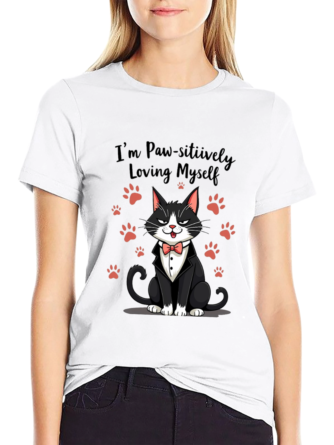 Paw-sitively Loving Myself Cat T-Shirt
