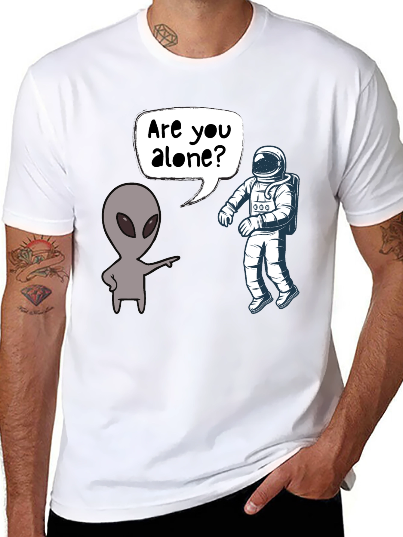 Alien & Astronaut T-Shirt - Are You Alone?