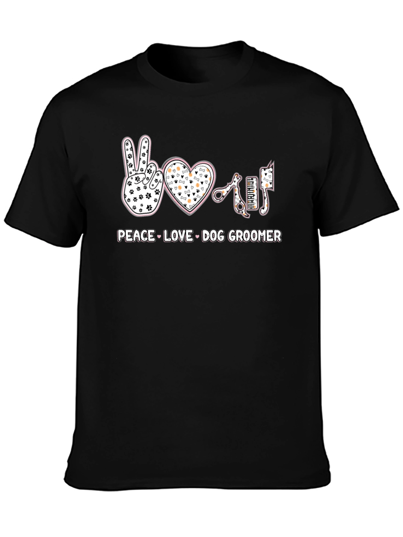Peace Love Dog Groomer T-Shirt - Pet Salon Apparel