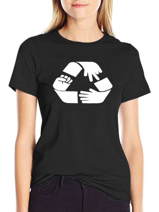 Hands Recycle Symbol Black Cotton Tee