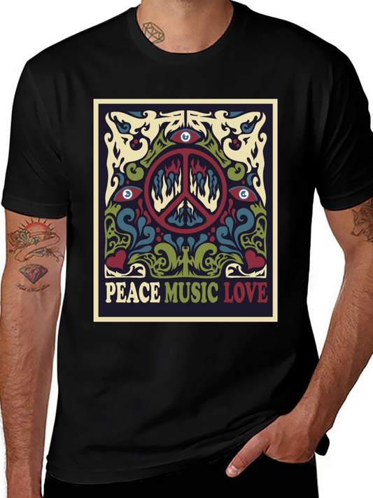 Retro Peace Music Love Graphic Tee