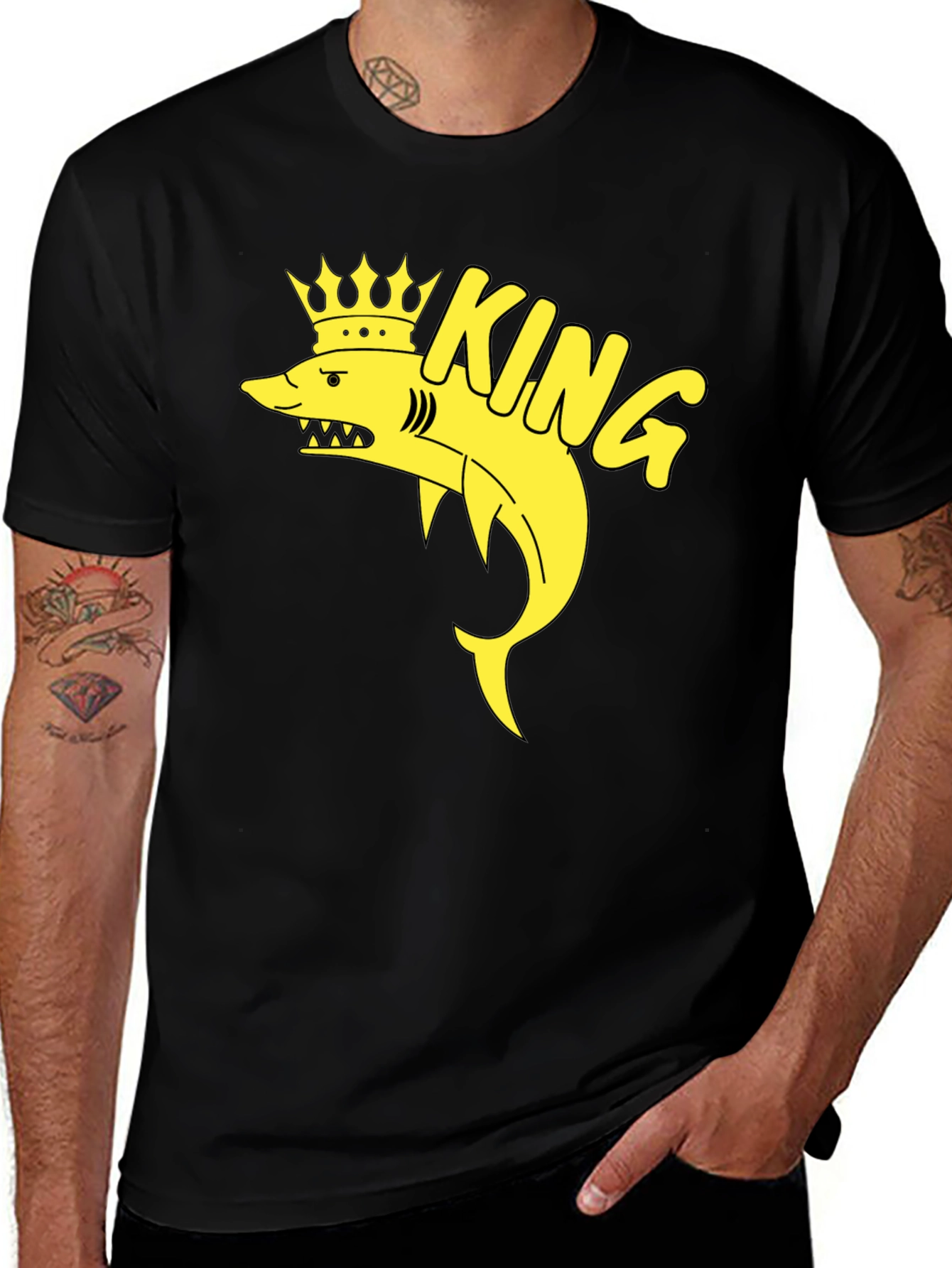 King Shark T-Shirt - Black Cotton Graphic Tee