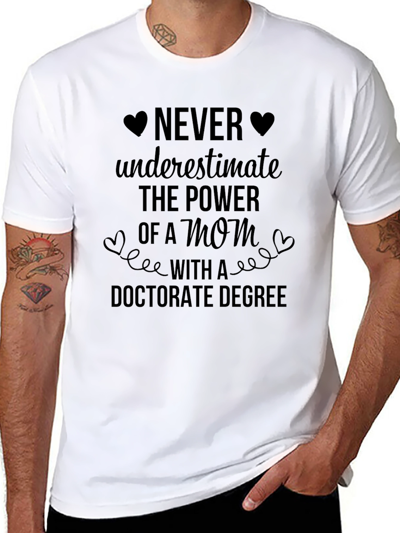 Mom With Doctorate Degree Graphic Tee - Black