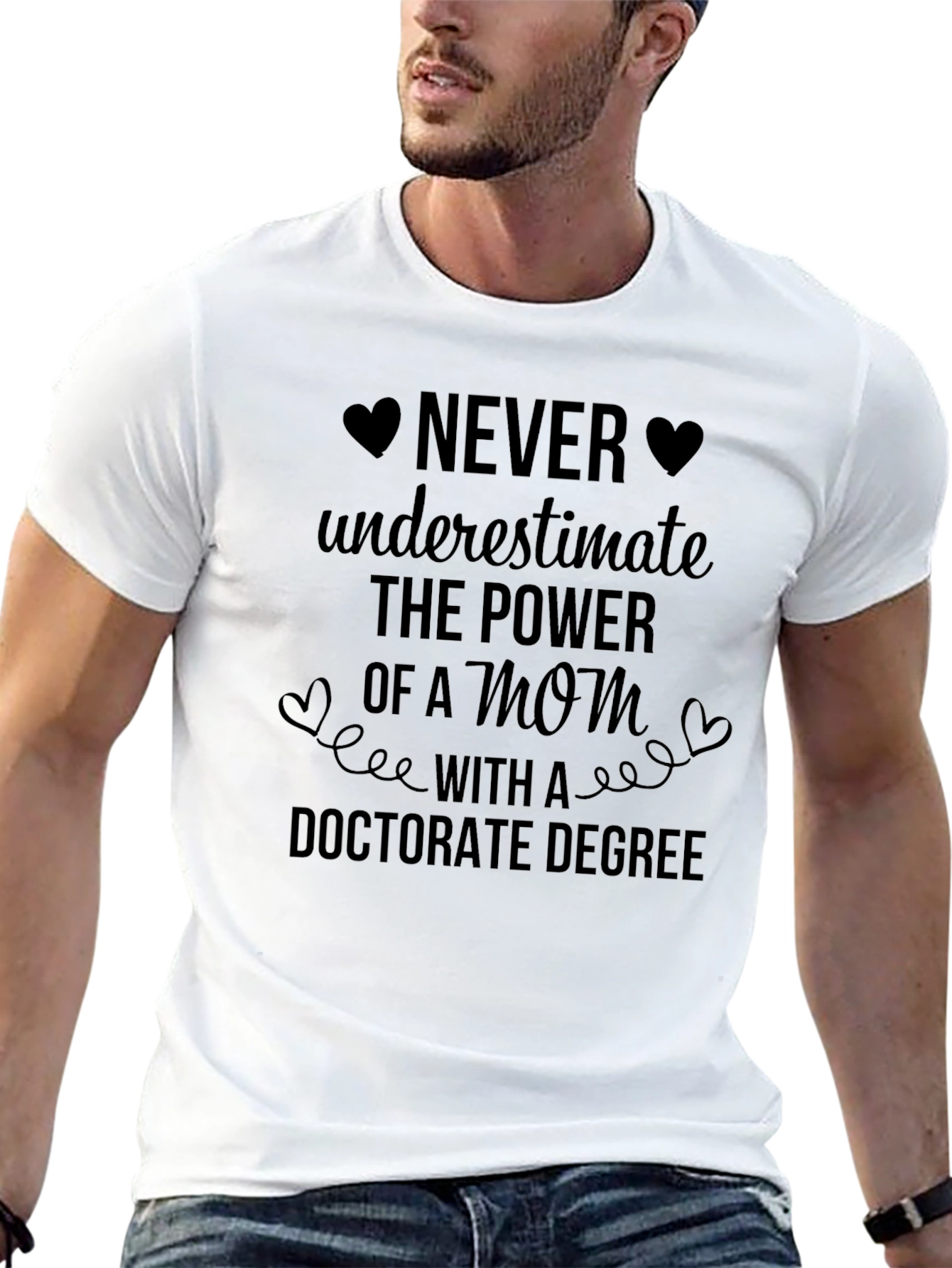 Mom With Doctorate Degree Graphic Tee - Black