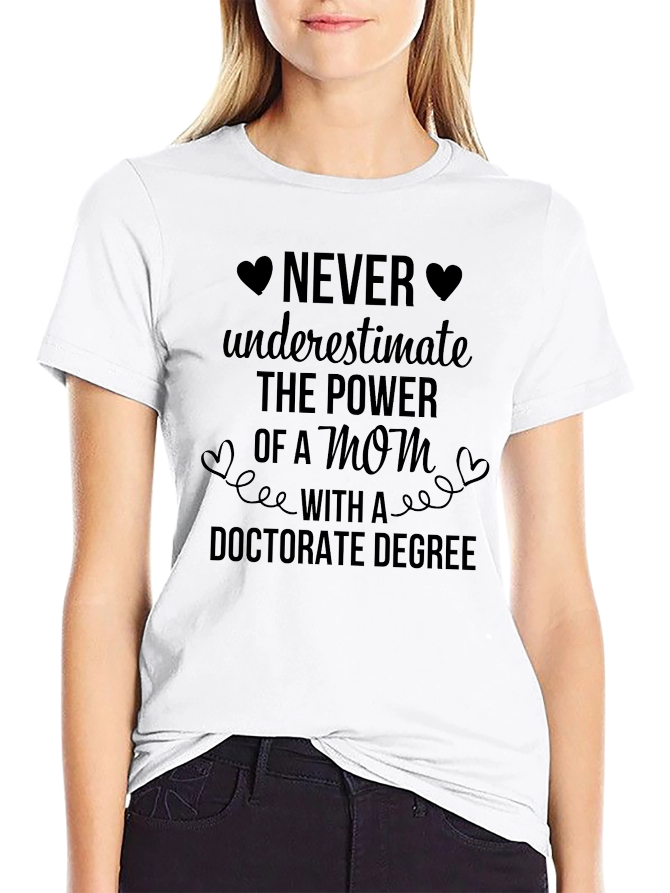 Mom With Doctorate Degree Graphic Tee - Black