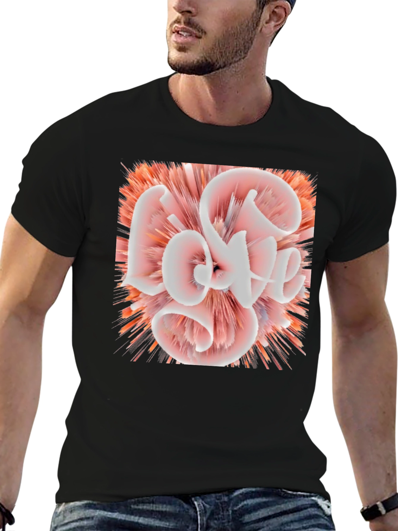 Abstract Love Graphic Black Tee