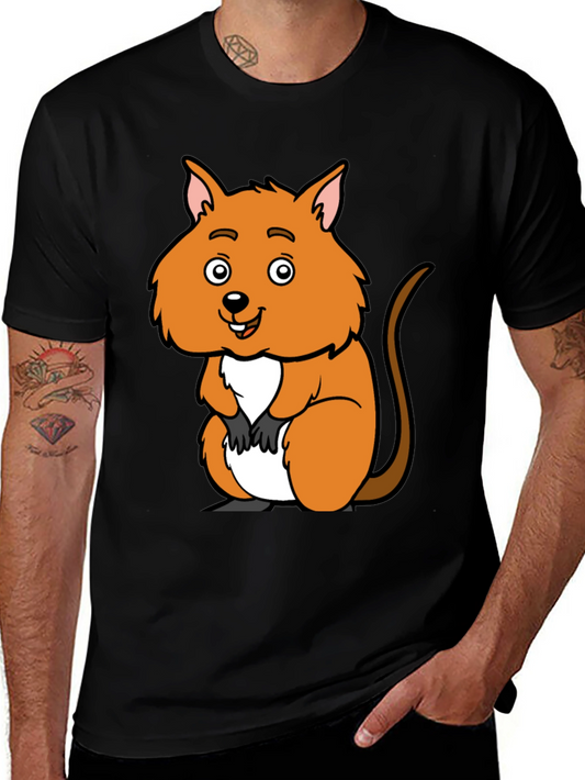 Cute Quokka Cartoon Black T-Shirt