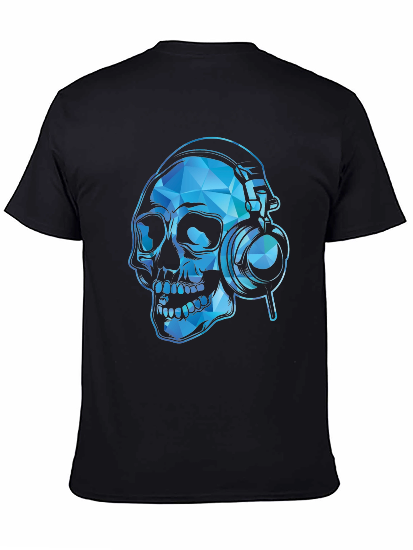 Skull with Headphones Graphic Tee - Black