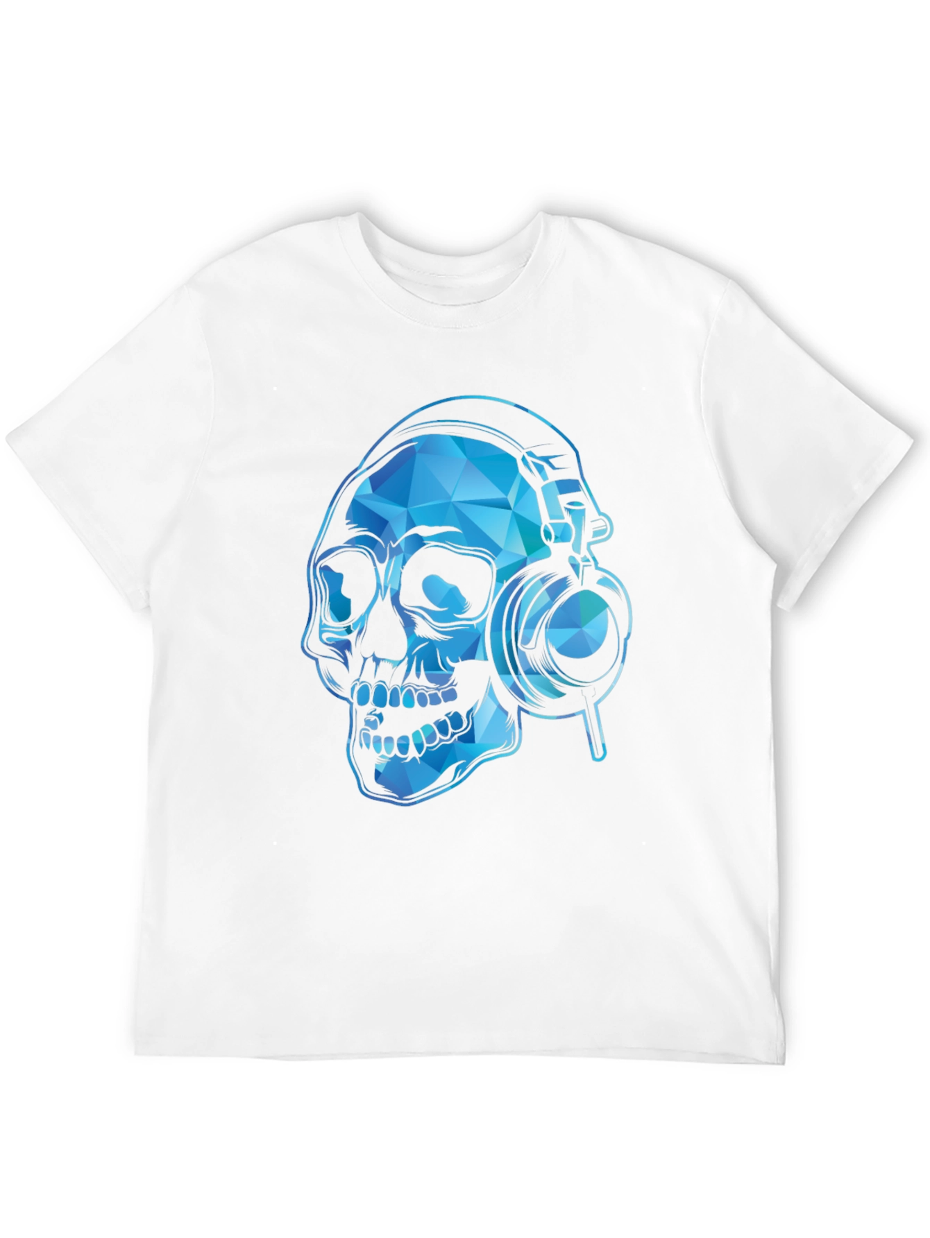Skull with Headphones Graphic Tee - Black