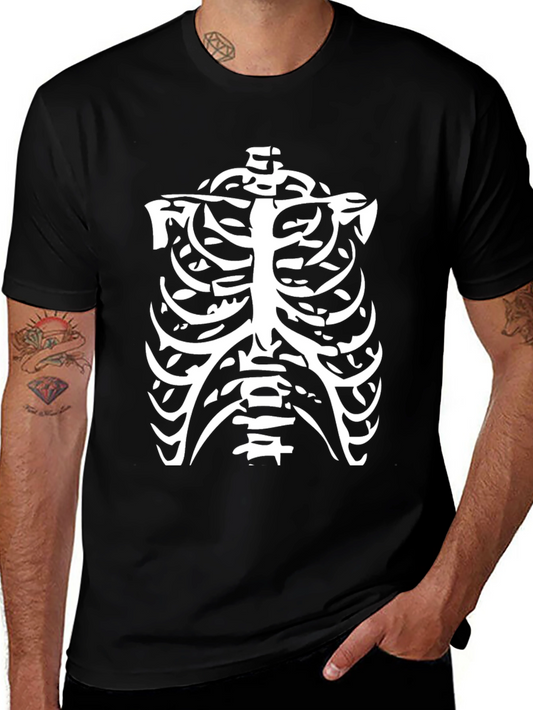 Skeleton Ribcage Graphic Tee - Black