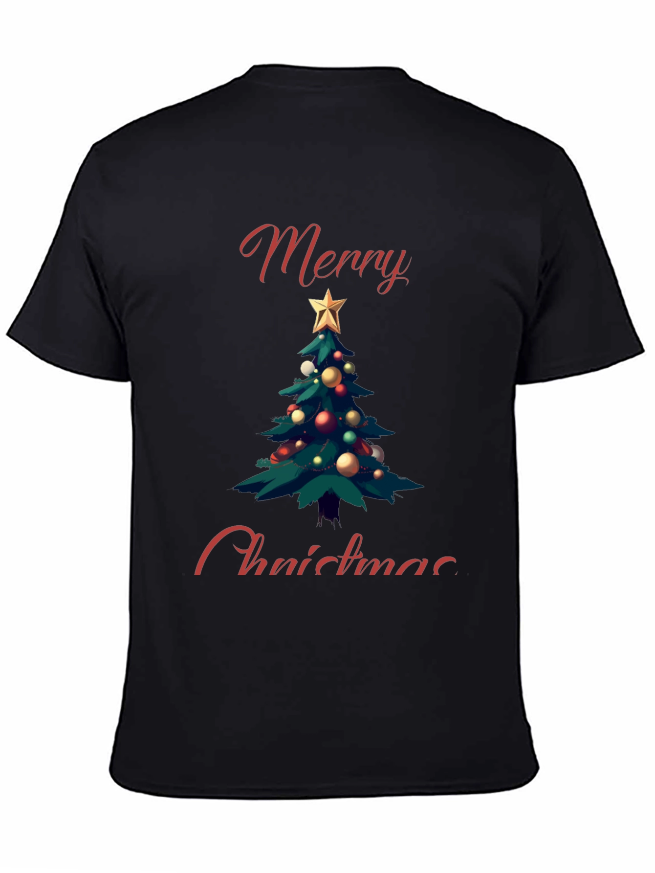 Merry Christmas Tree Graphic T-Shirt