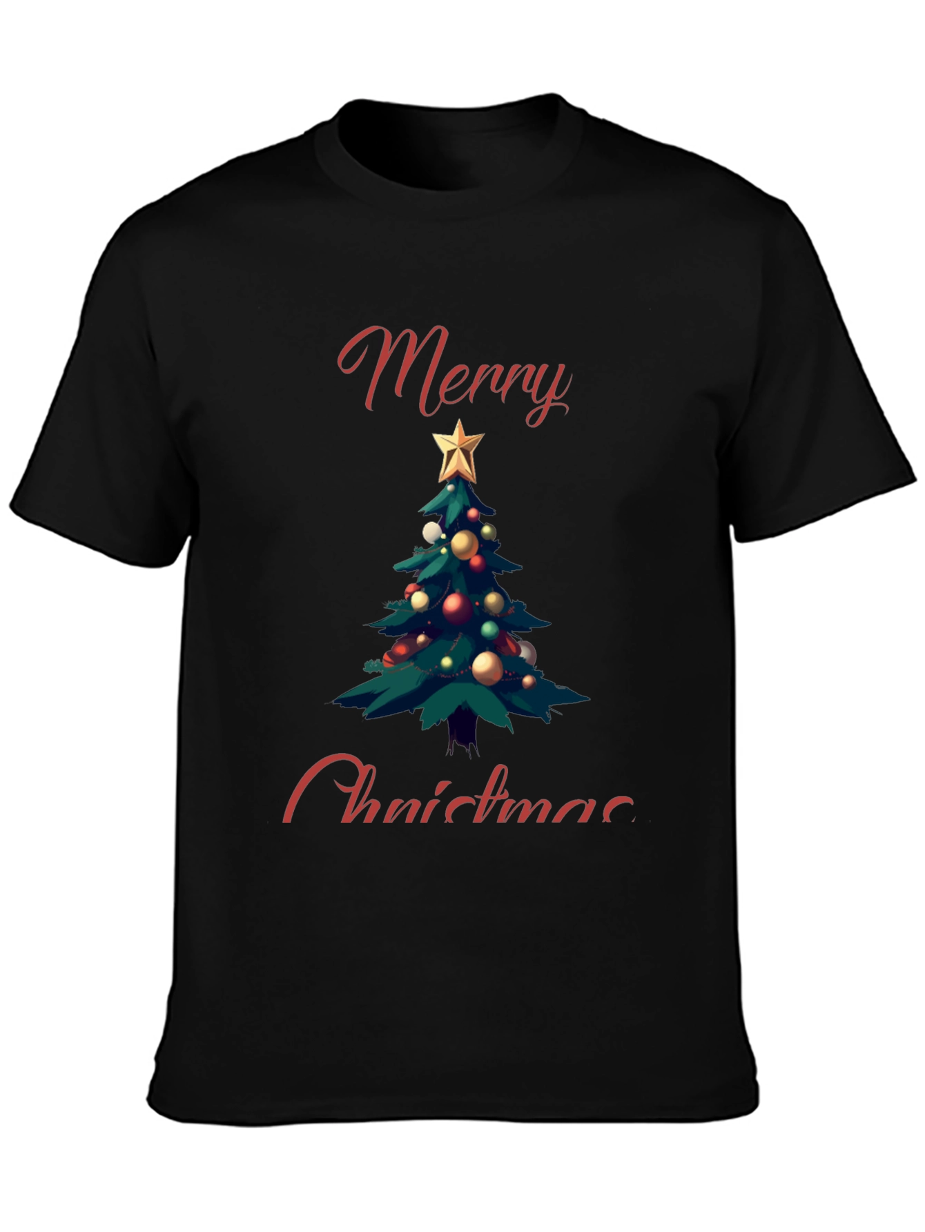 Merry Christmas Tree Graphic T-Shirt