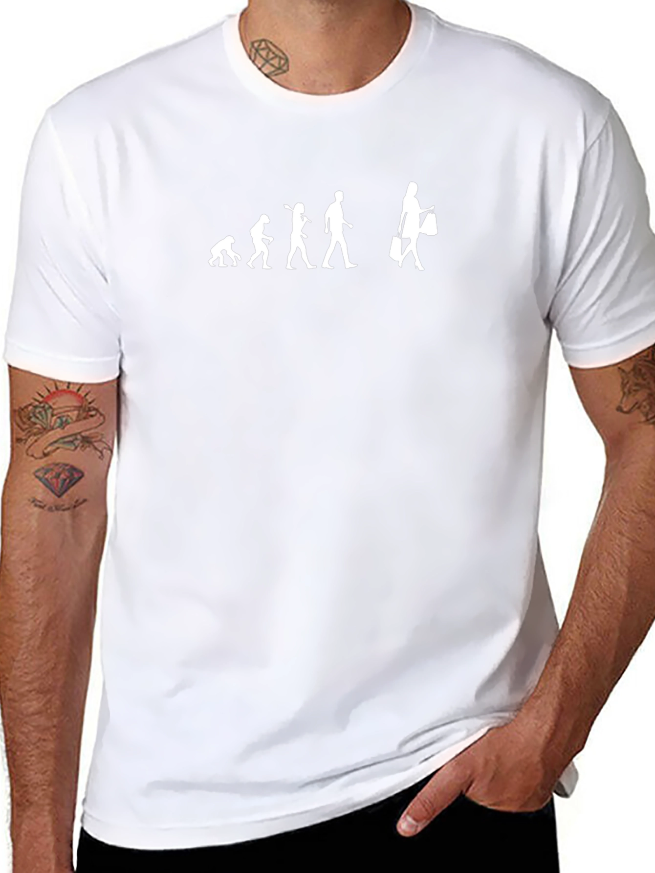 Evolution of Woman Shopping T-Shirt - Black