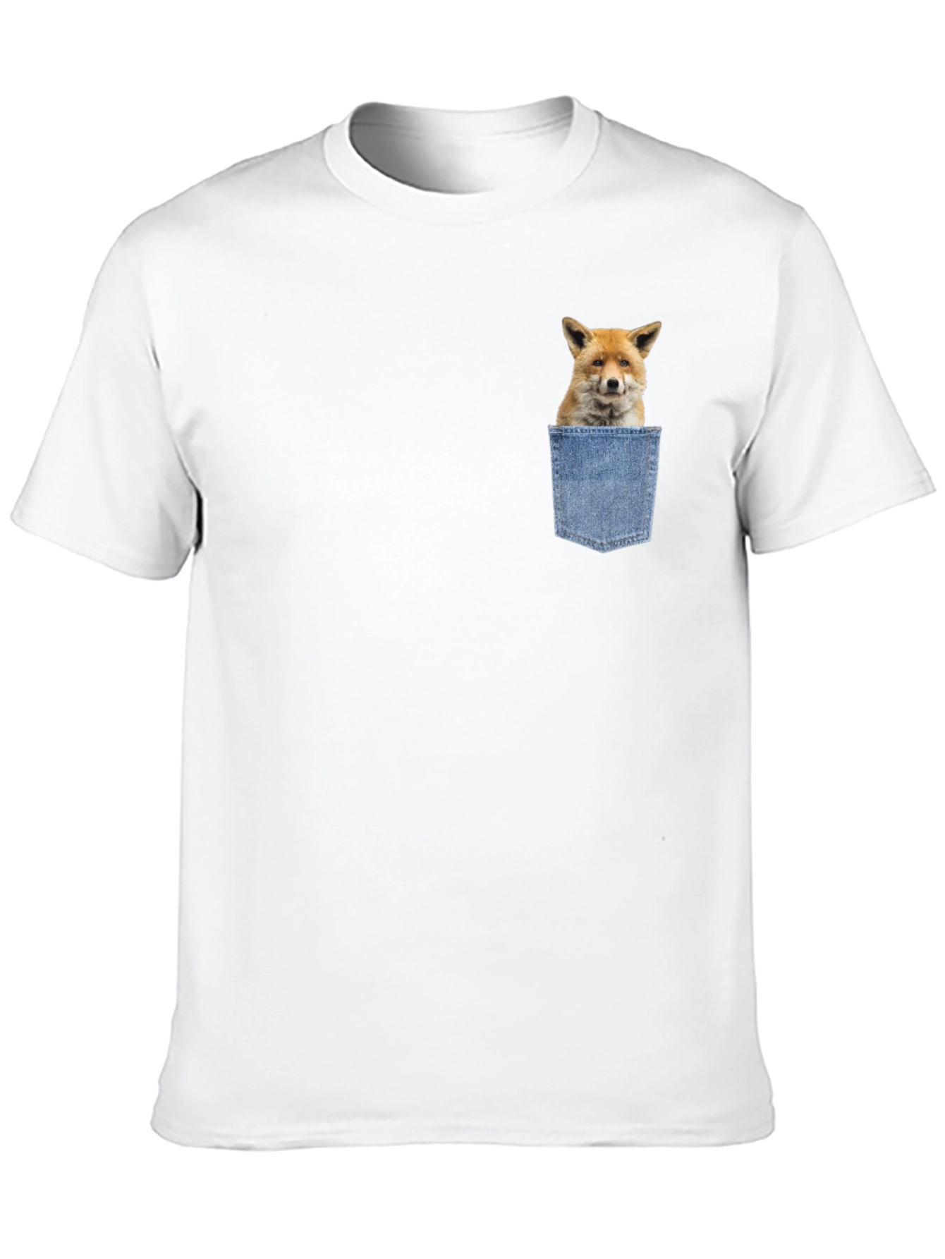 Fox in Pocket Graphic T-Shirt - Novelty Animal Tee