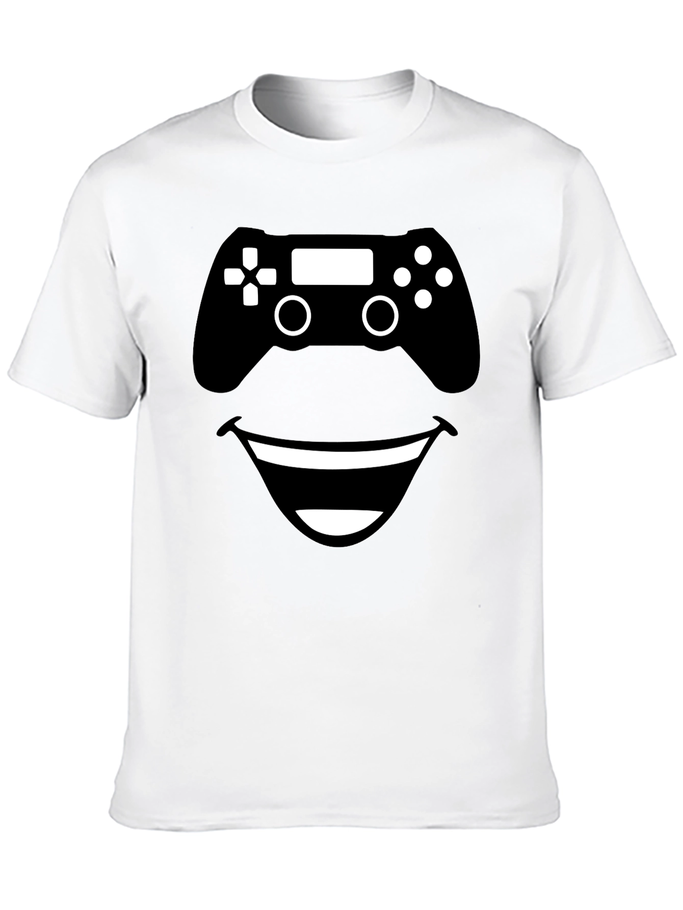 Gamer Smile Black T-Shirt - Funny Controller Design