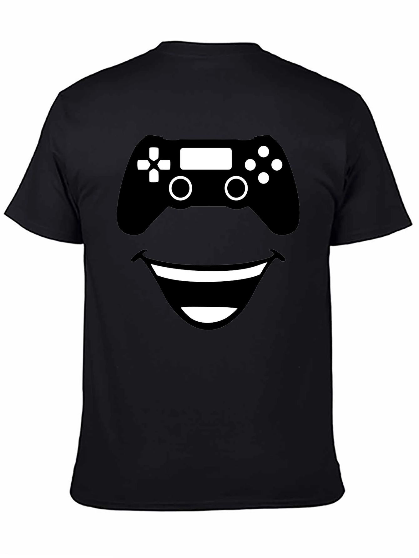 Gamer Smile Black T-Shirt - Funny Controller Design