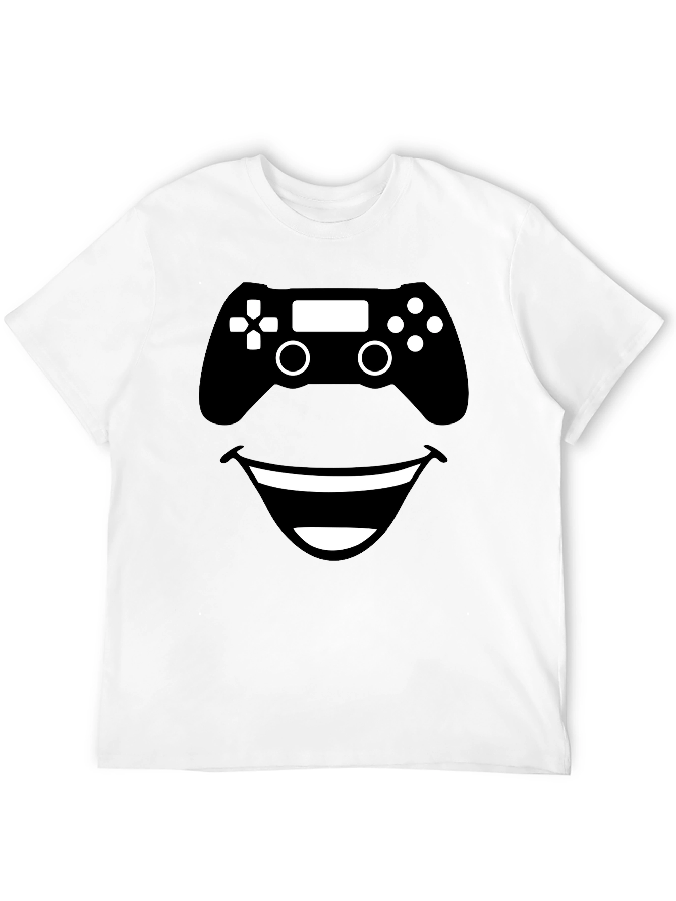 Gamer Smile Black T-Shirt - Funny Controller Design