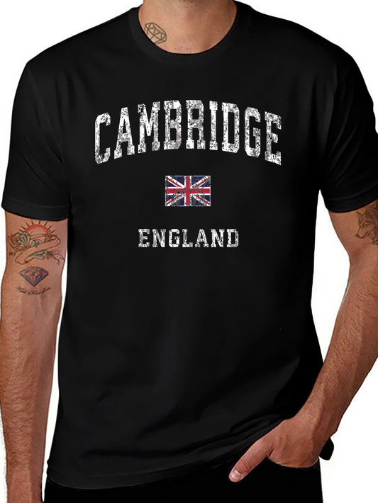 Cambridge England UK Flag Black Graphic T-Shirt