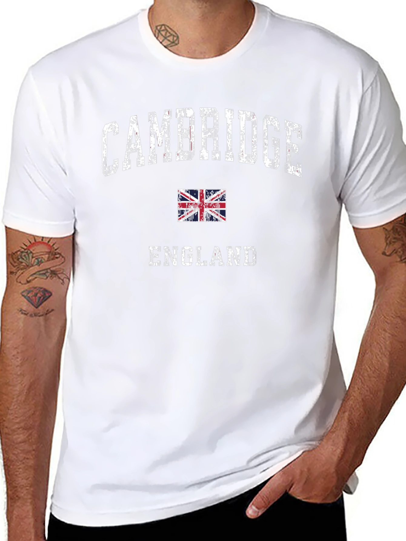 Cambridge England UK Flag Black Graphic T-Shirt