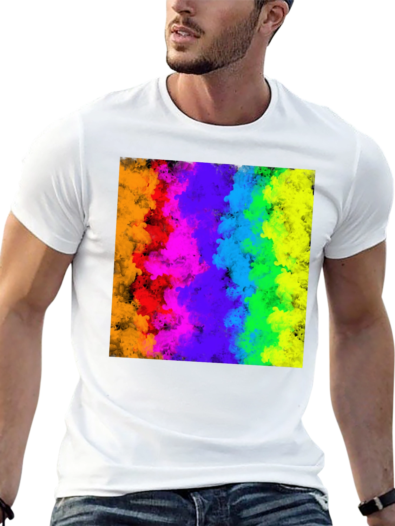 Rainbow Cloud Graphic Black T-Shirt