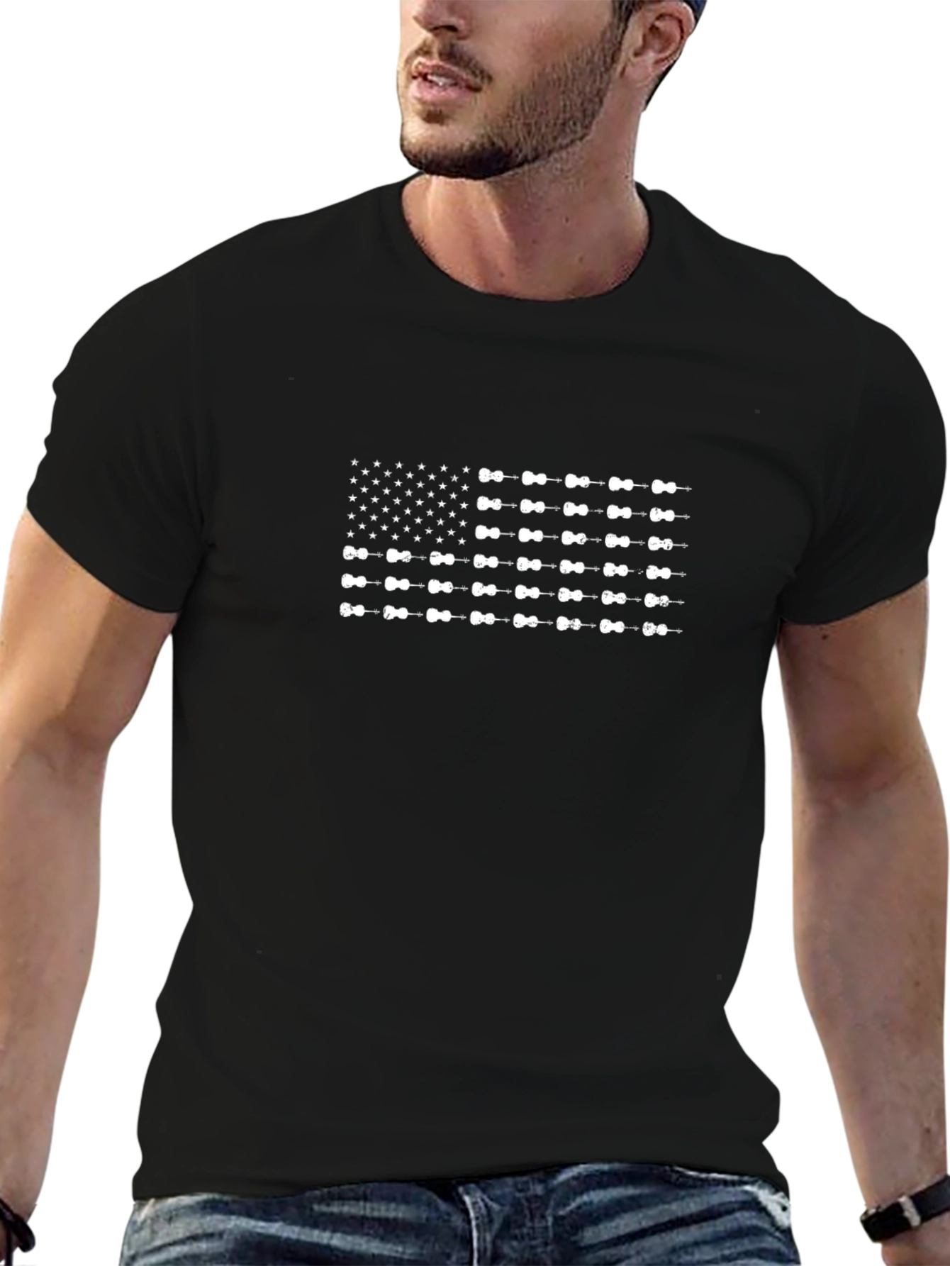 American Flag Ukulele T-Shirt - Patriotic Design