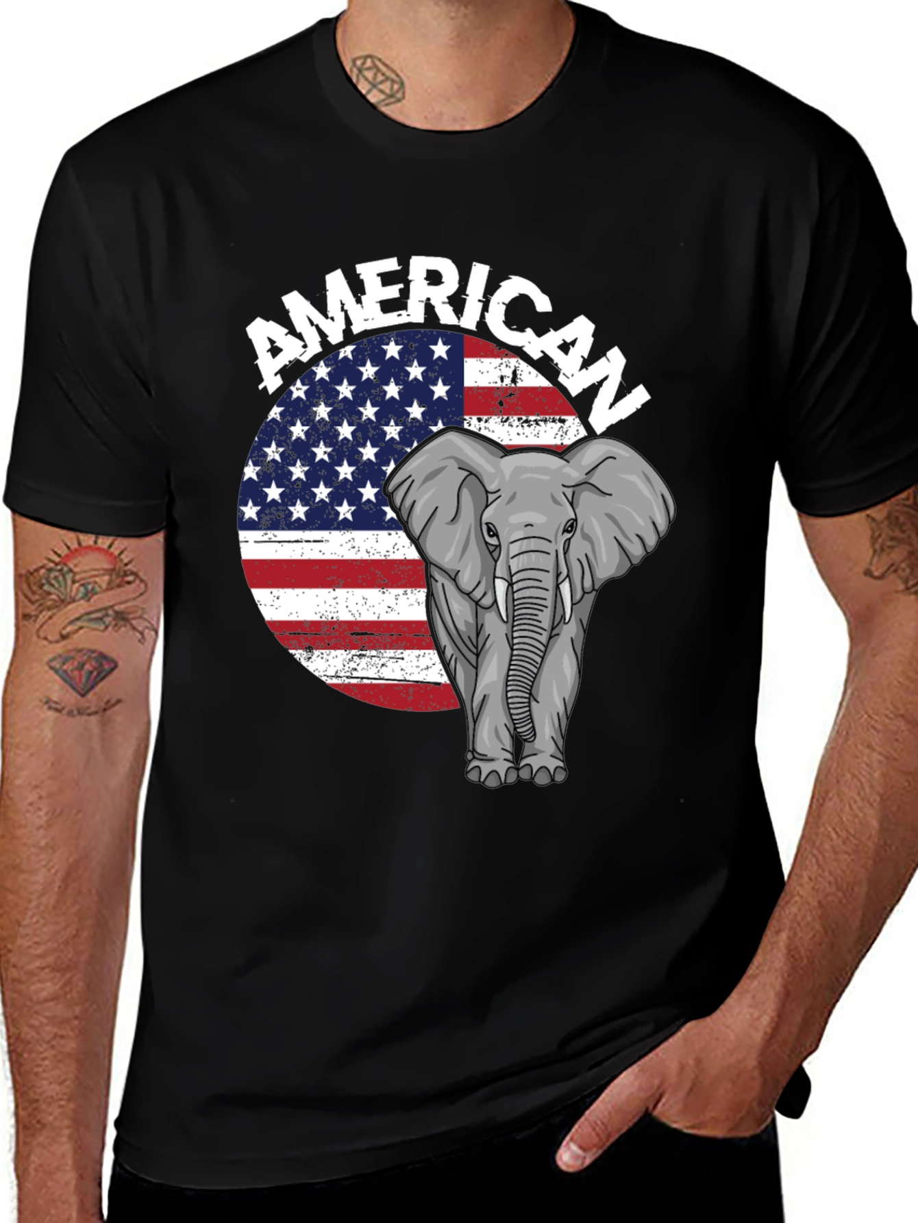 American Elephant Graphic T-Shirt