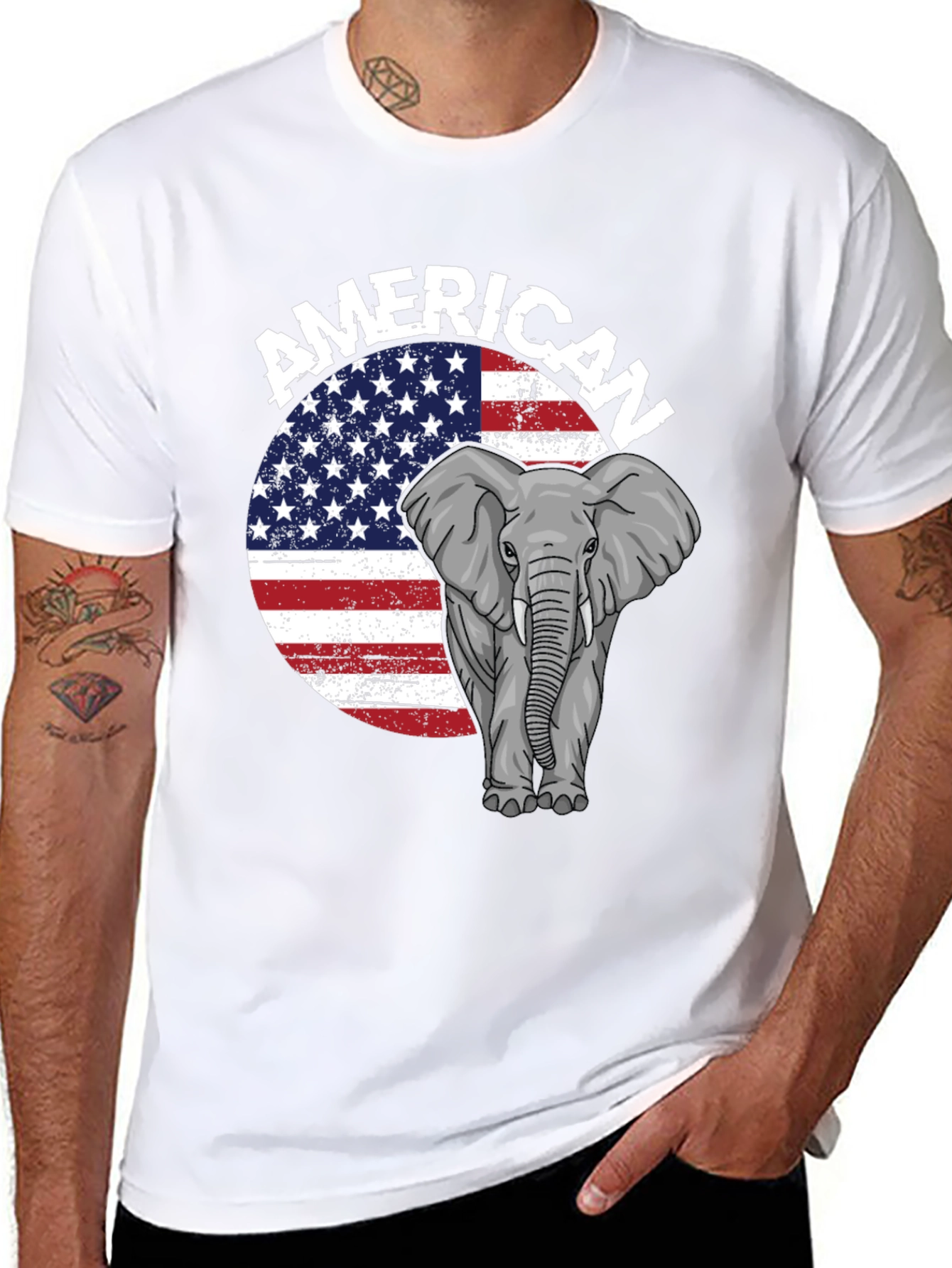 American Elephant Graphic T-Shirt