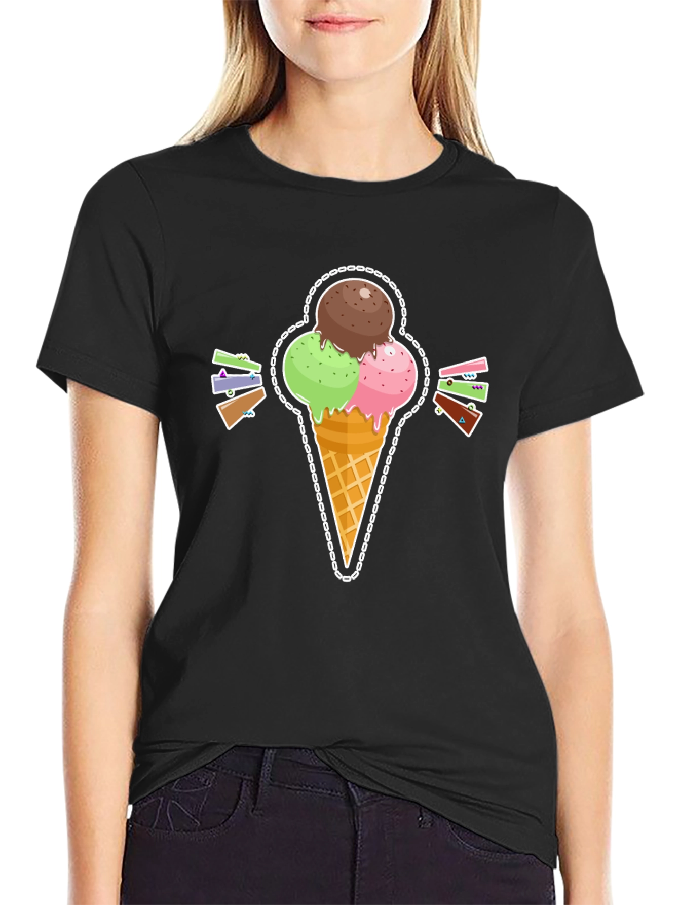 Ice Cream Cone Graphic Tee - Stylish Summer Shirt