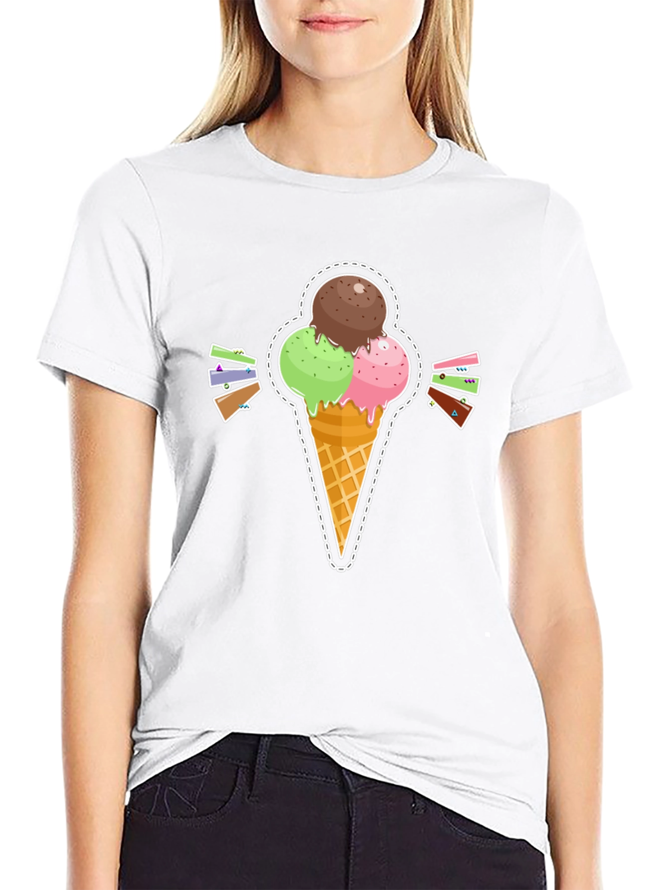 Ice Cream Cone Graphic Tee - Stylish Summer Shirt