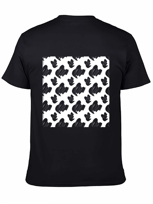Black Tee with Brush Stroke Pattern