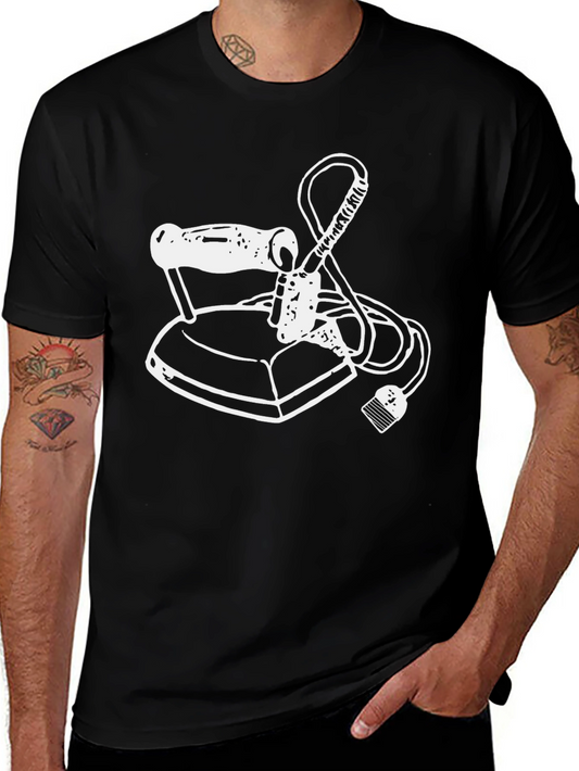 Retro Iron Graphic Tee - Vintage Style Black T-Shirt