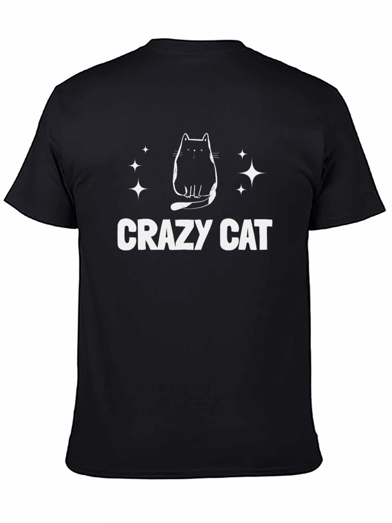 Crazy Cat Graphic T-Shirt - Unisex Black Tee