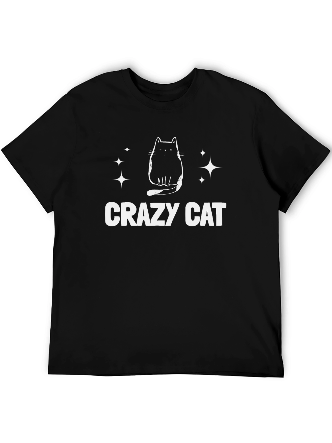 Crazy Cat Graphic T-Shirt - Unisex Black Tee