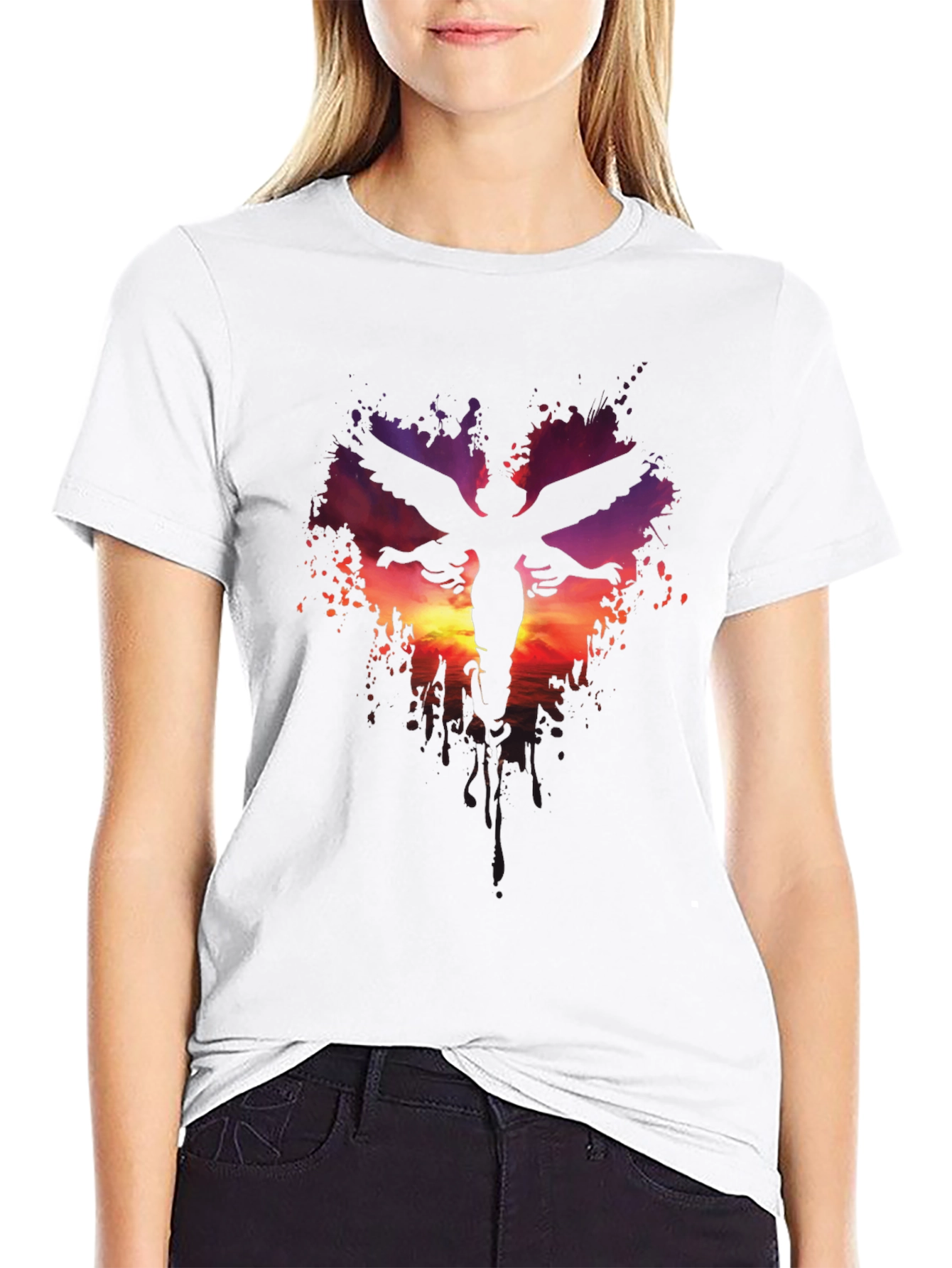 Angel Silhouette Graphic Print T-Shirt