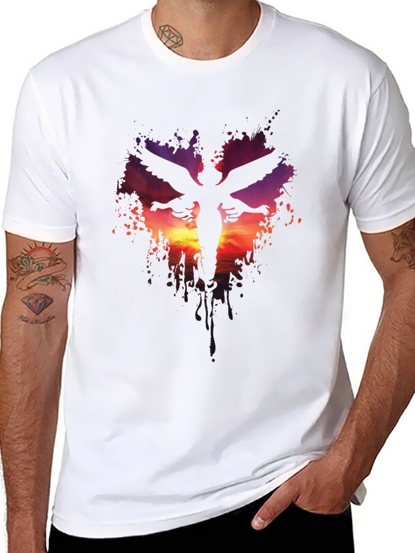 Angel Silhouette Graphic Print T-Shirt