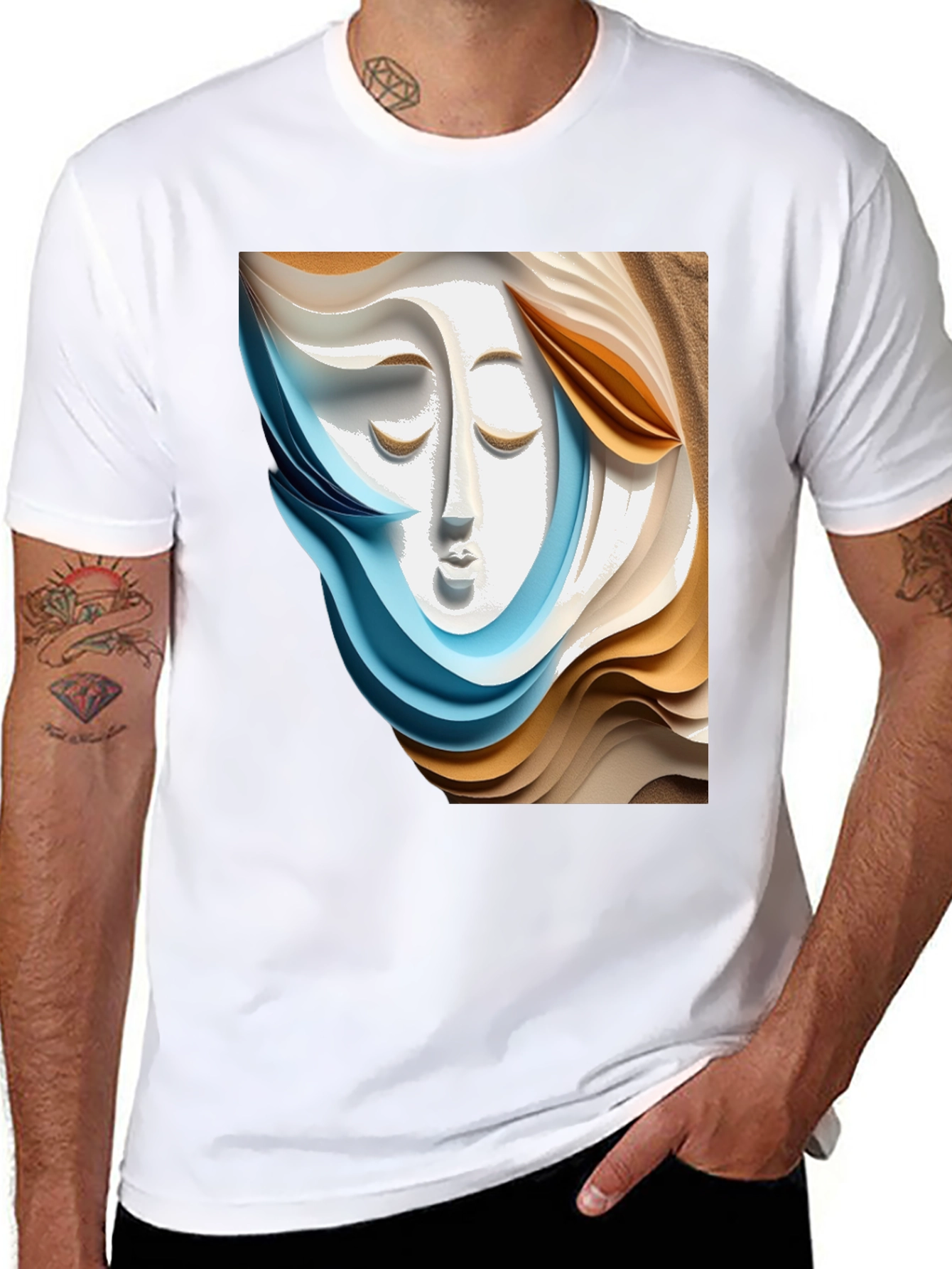 Abstract Face Graphic Tee - Stylish Artistic Design