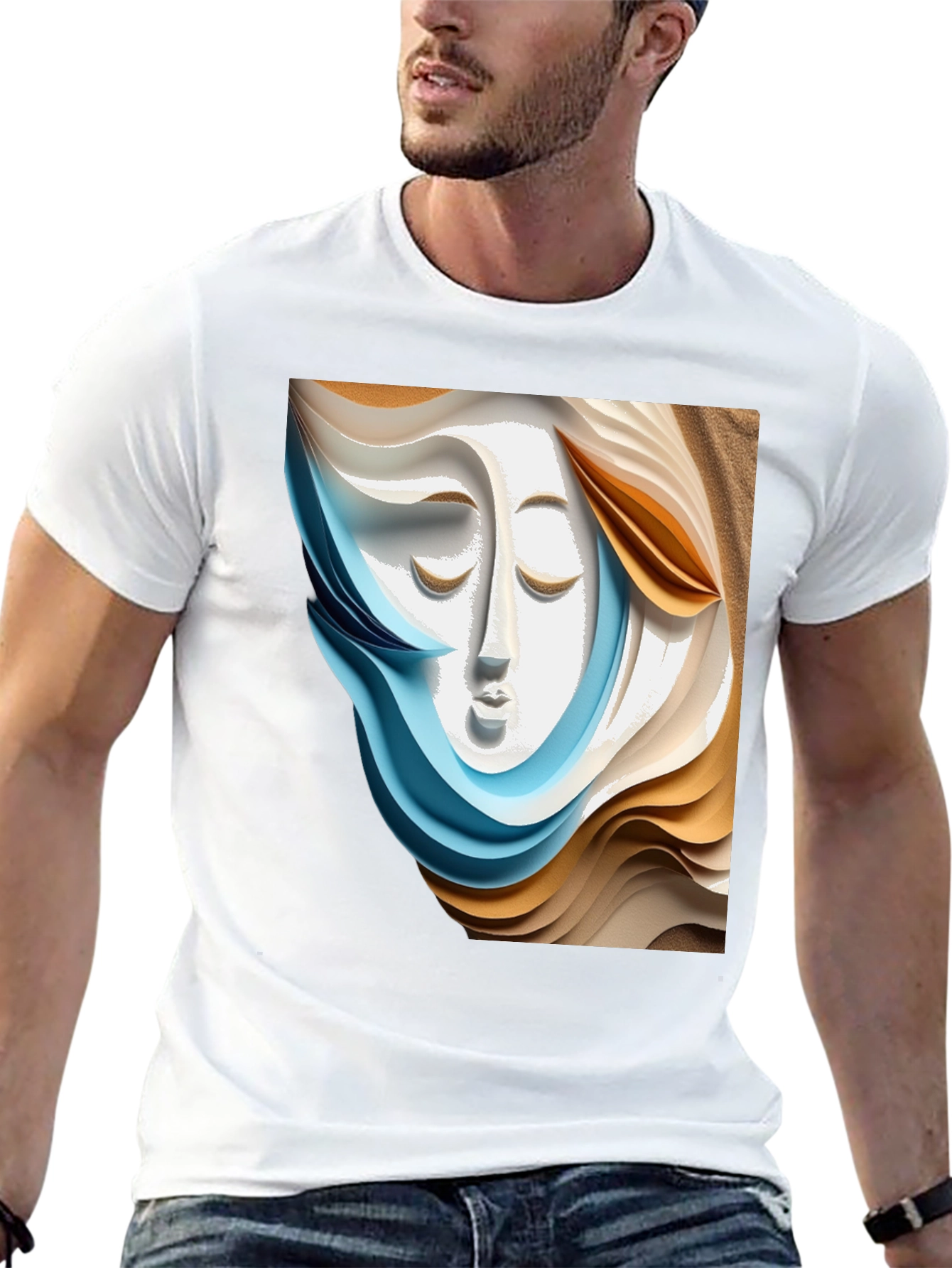 Abstract Face Graphic Tee - Stylish Artistic Design