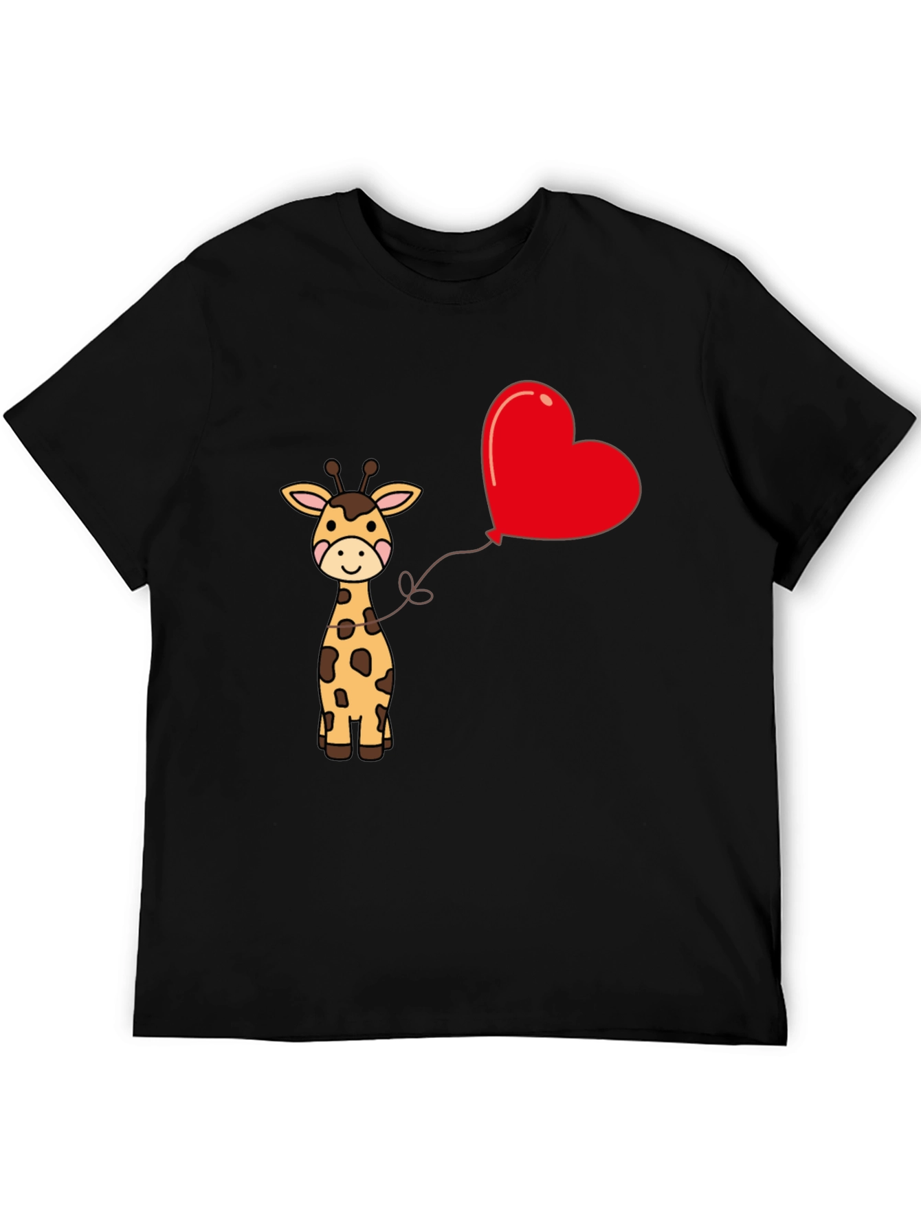 Giraffe Heart Balloon Graphic Tee - Cute Black T-Shirt