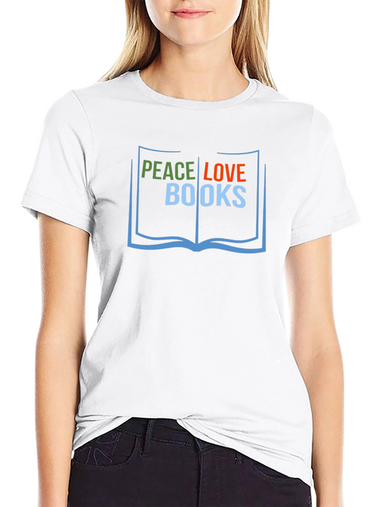 Peace Love Books T-Shirt Reader Tee