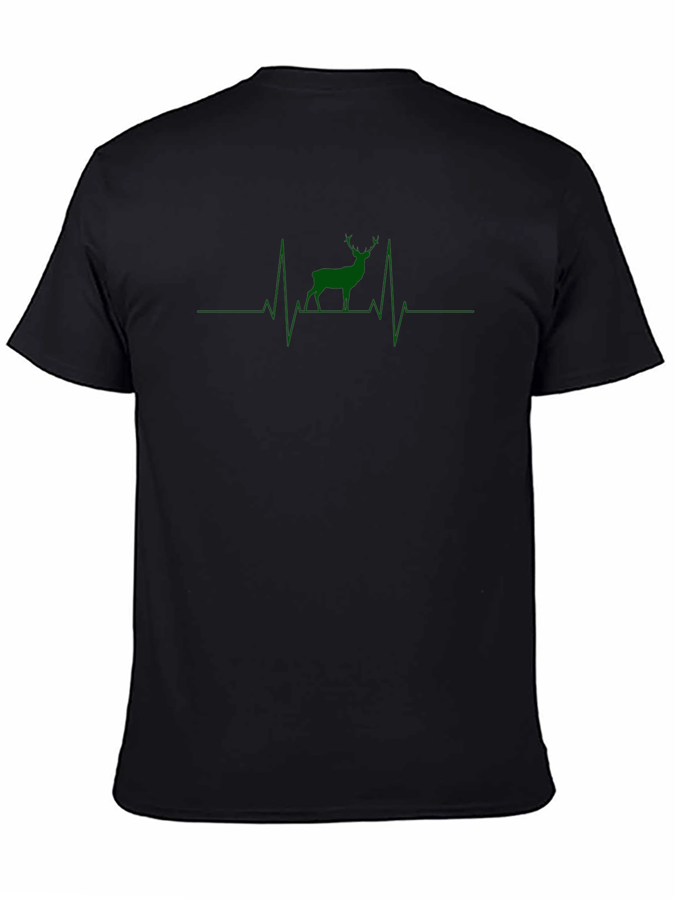 Deer Heartbeat Graphic Tee - Black Cotton Blend T-Shirt