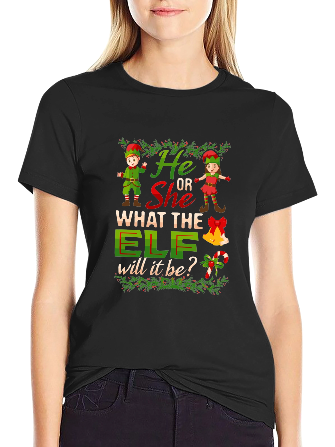 He or She Elf Gender Reveal T-Shirt