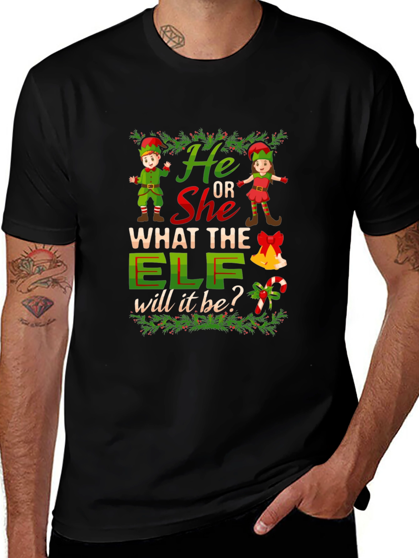He or She Elf Gender Reveal T-Shirt