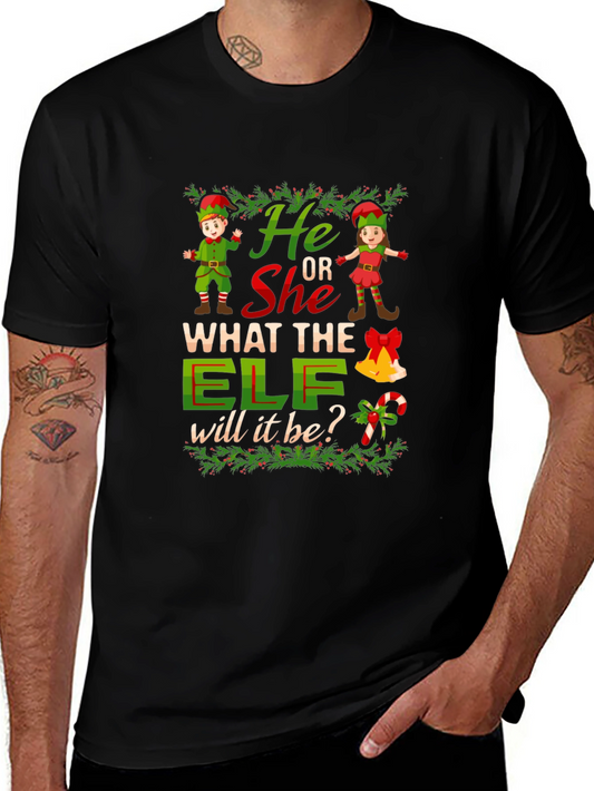 He or She Elf Gender Reveal T-Shirt