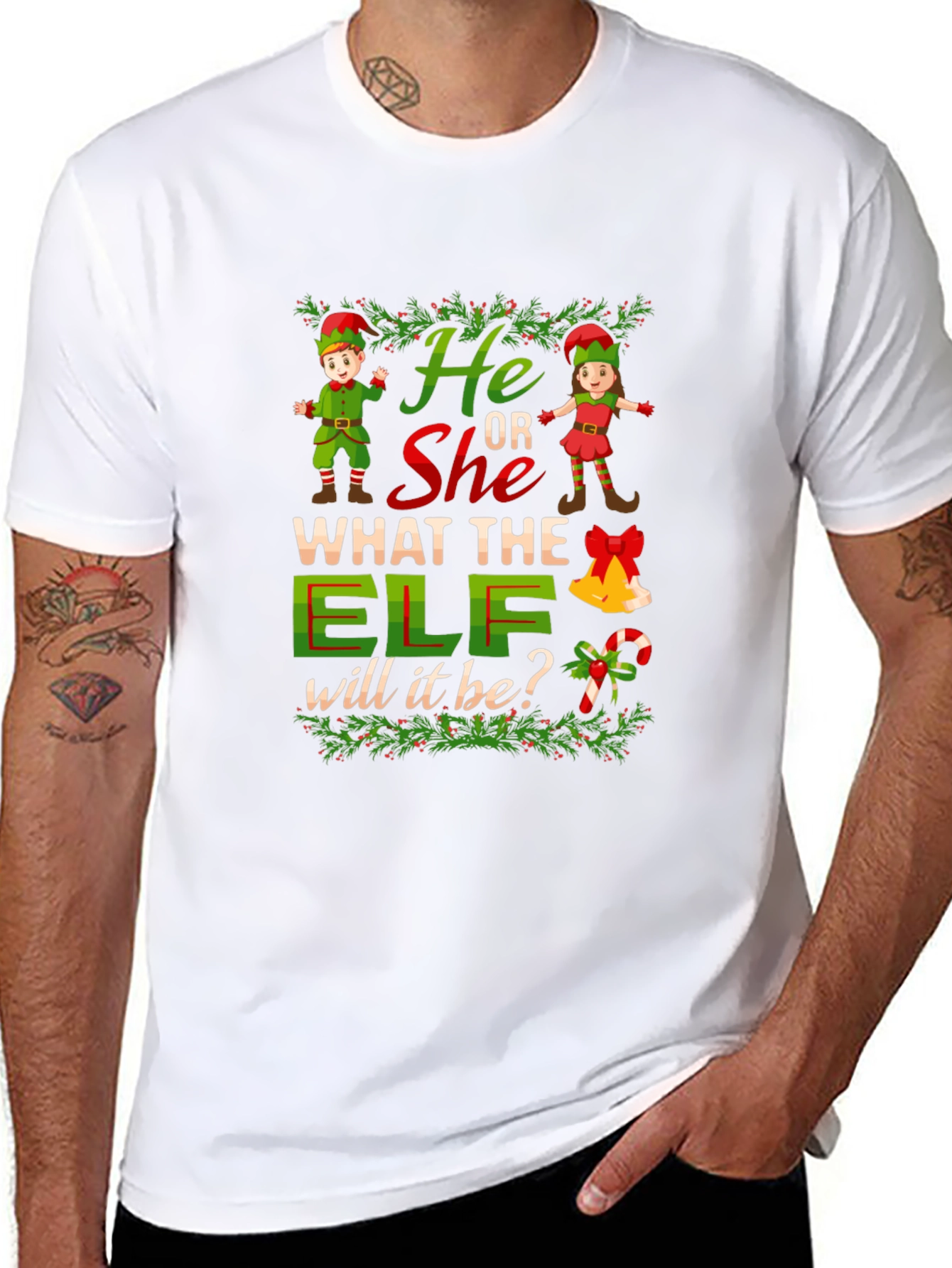 He or She Elf Gender Reveal T-Shirt