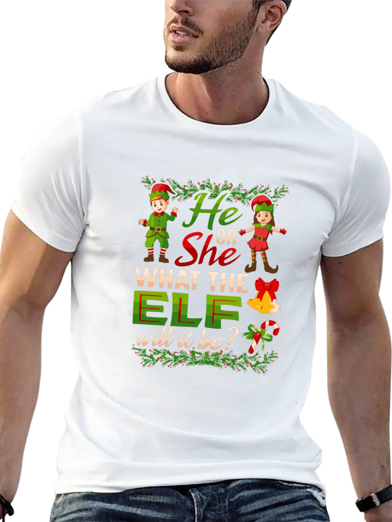 He or She Elf Gender Reveal T-Shirt