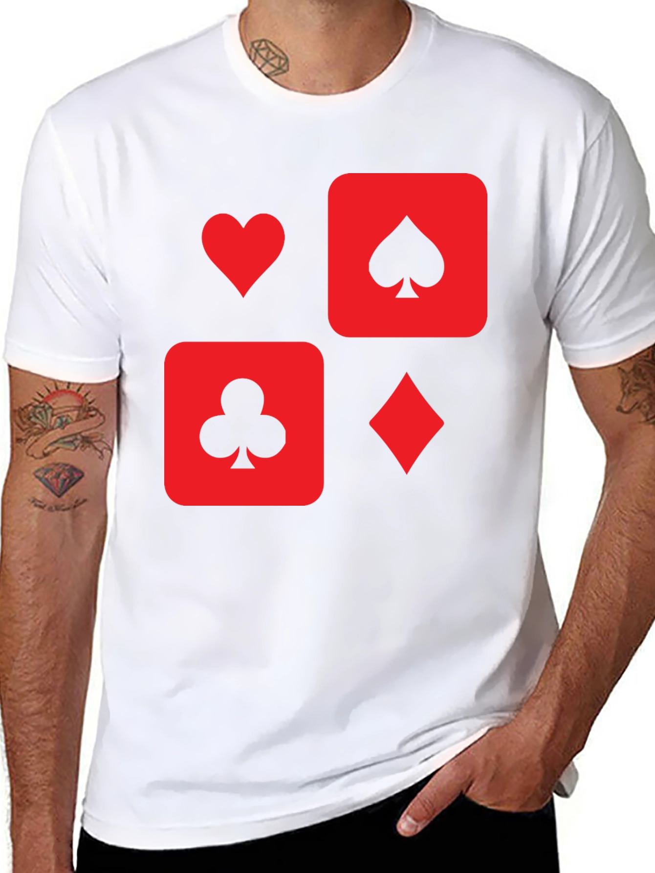Playing Card Suit Graphic Tee - Black