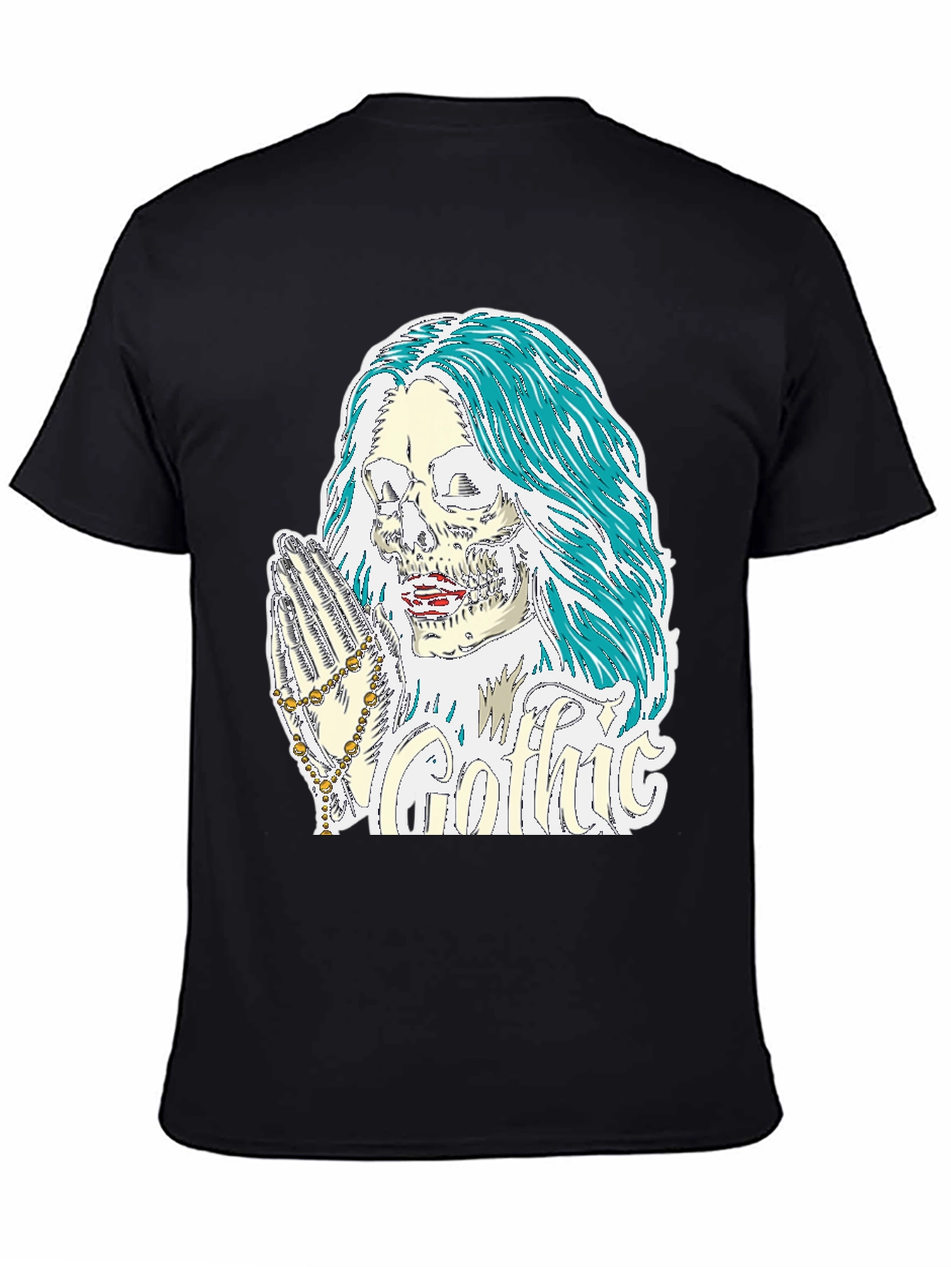 Gothic Skull Graphic Tee - Praying Skeleton