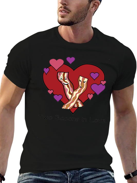 Two Bacons In Love Black T-Shirt