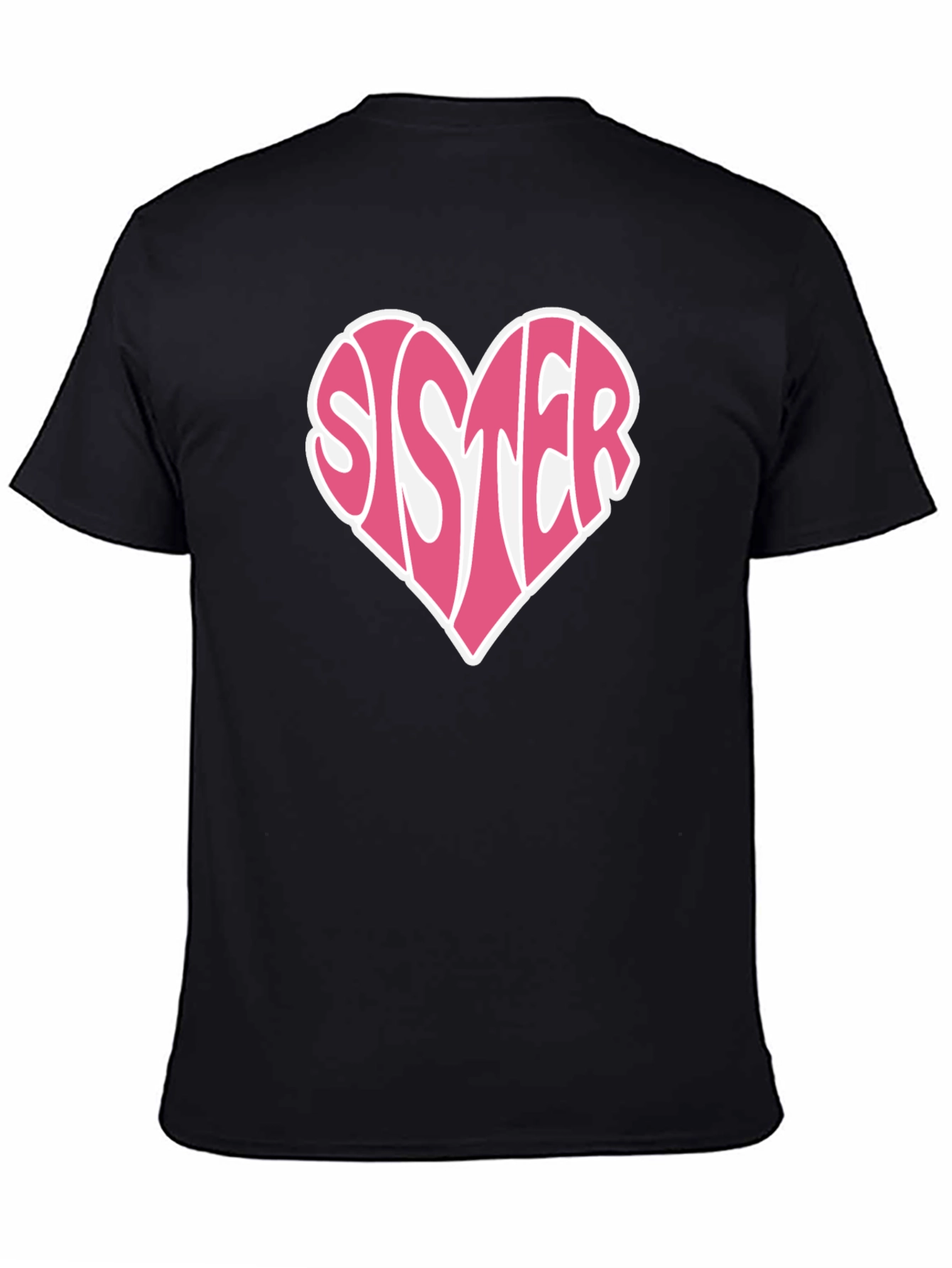 Sister Heart Graphic Tee - Soft Cotton Black T-Shirt